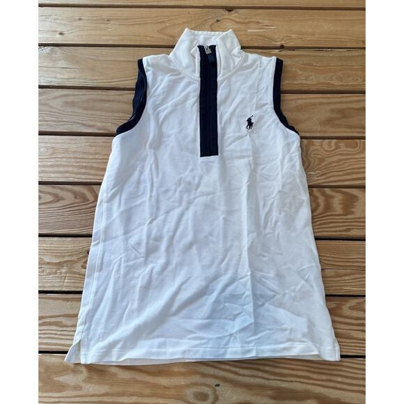Vintage Ralph Lauren Golf Sleeveless Polo Top Size Small Women’s White 1/2 Zip - Picture 1 of 6